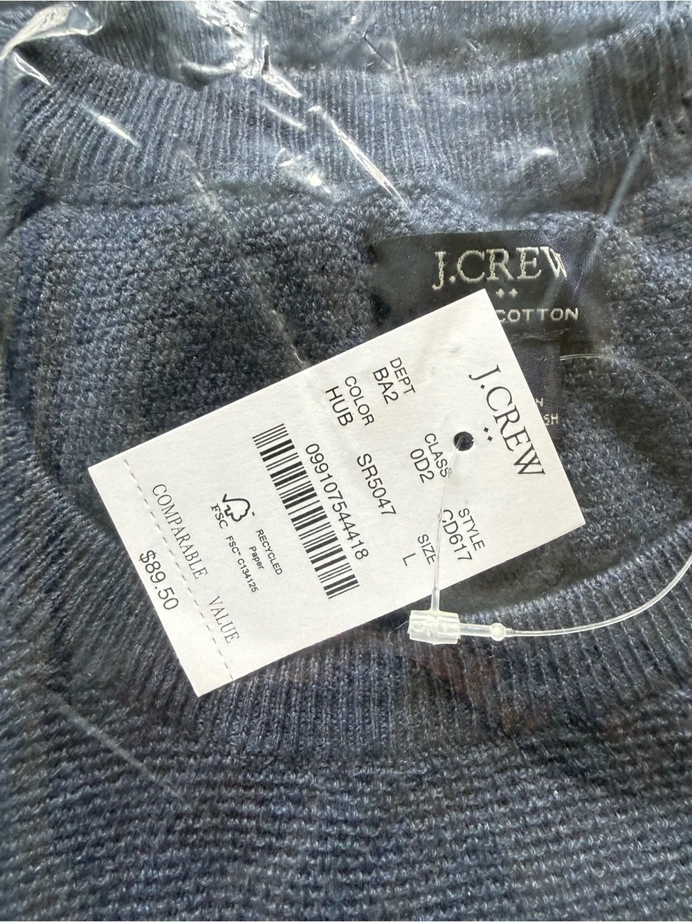 J. Crew Pack of Two Crewneck Sweaters lightweigh cotton  - Navy and Light Gray